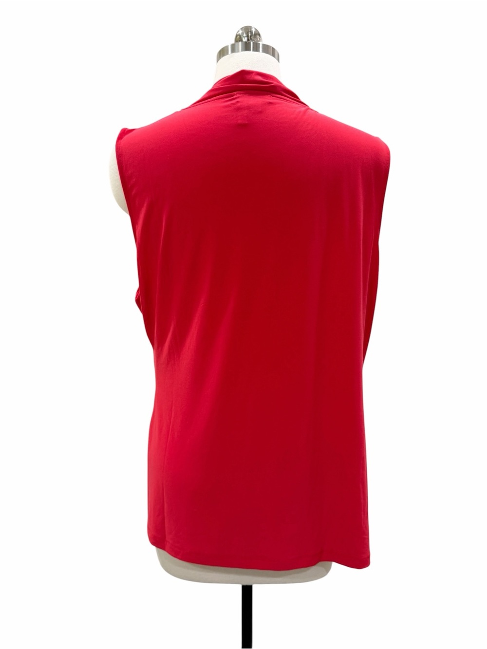 DKNY Sleeveless Surplice Faux Wrap Stretch V-Neck Draped Knit Top Red XL NEW - Picture 7 of 11